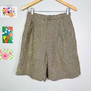 Vintage dark academia plaid wool shorts